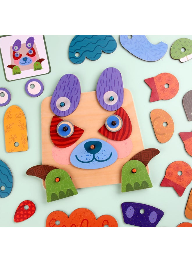 Creative Fun Expression Puzzle Children's Educational Face-changing Building Blocks Cognitive Matching Early Education Enlightenment Puzzle Toys-Color:Fun Emoji Puzzle - Image 3